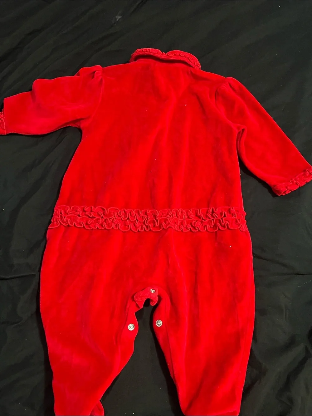 y2k 2003 Baby Red Christmas Bear Footed One-Piece